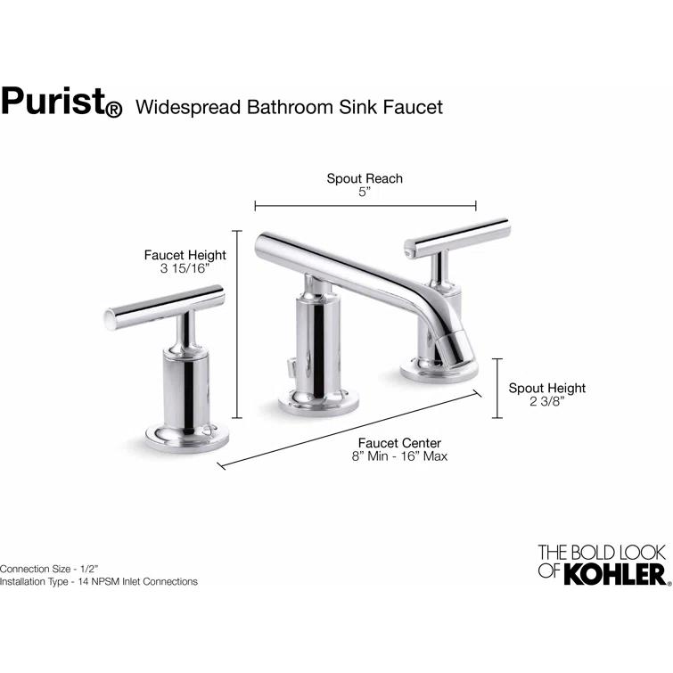 Purist® Widespread Bathroom Faucet with Drain Assembly