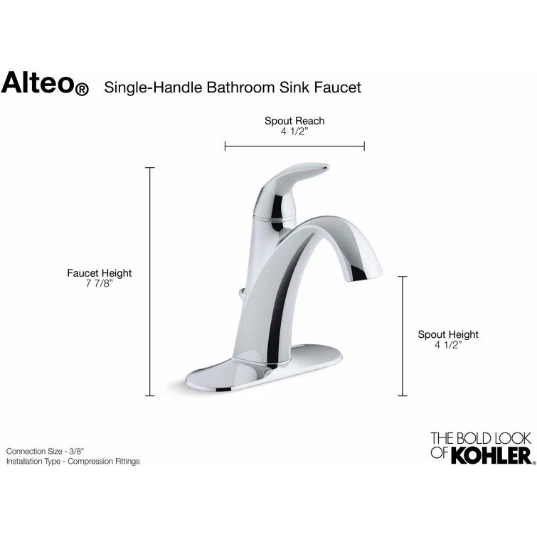 Alteo Single Hole Bathroom Faucet with Drain Assembly