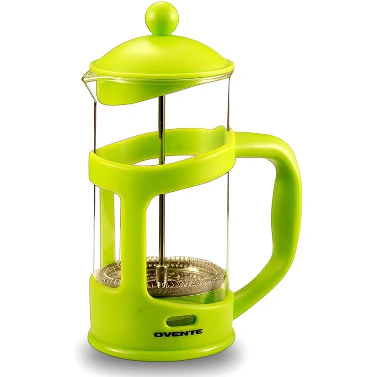 Ovente FPT34R OVENTE French Press Coffee Maker, Heat Resistant Borosilicate Glass with 4 Filter Stainless-Steel System, BPA-Free Portable Pitcher Perfect for Hot & Cold Brew