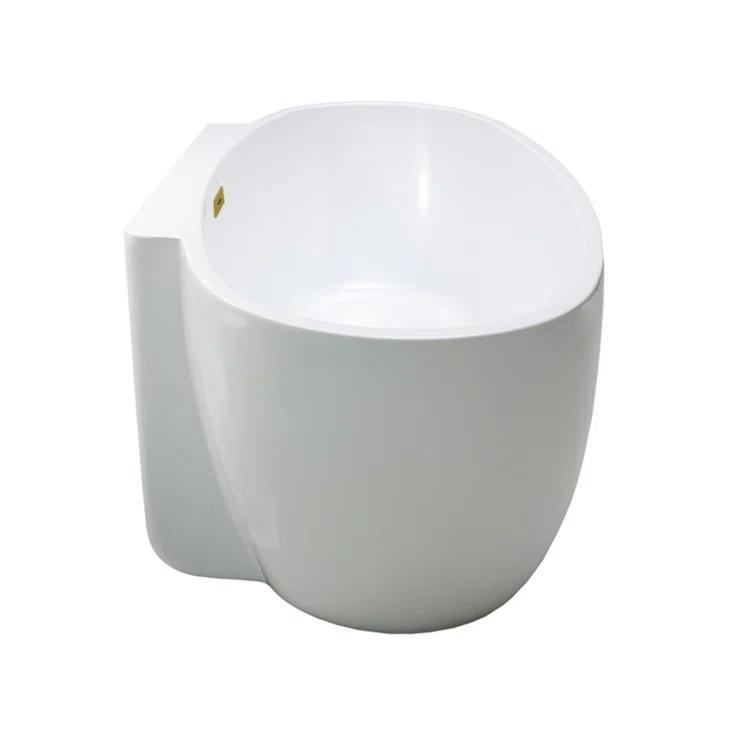 59" Streamline Freestanding Soaking Acrylic Bathtub With Drain and Bamboo Tray