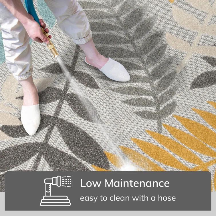 Dorado Mariah Floral Gray Indoor/Outdoor Hi-Lo Area Rug