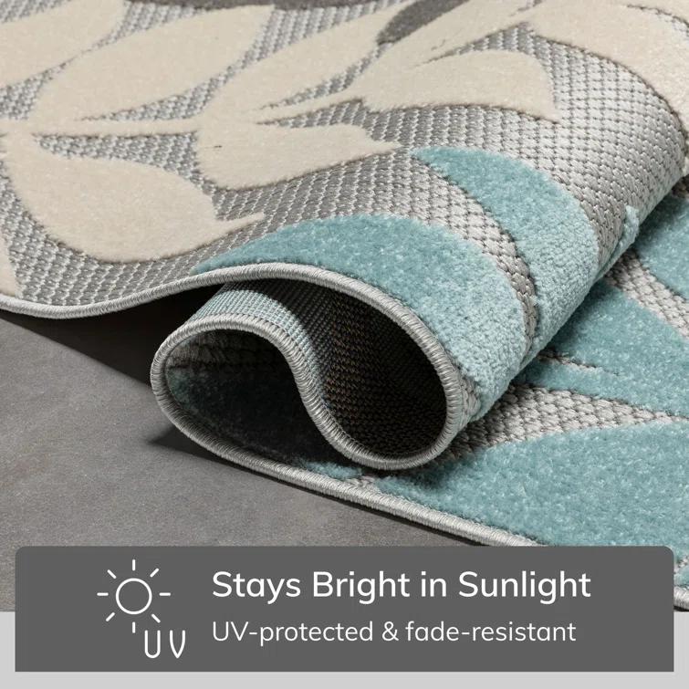 Dorado Mariah Floral Gray Indoor/Outdoor Hi-Lo Area Rug