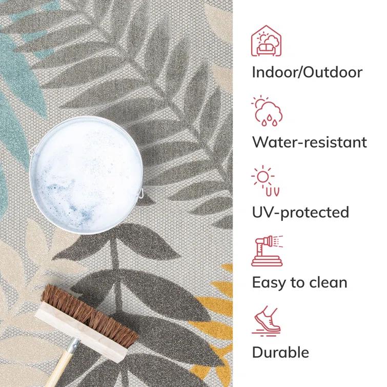 Dorado Mariah Floral Gray Indoor/Outdoor Hi-Lo Area Rug