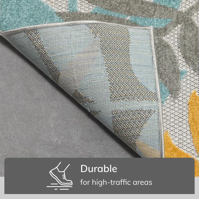 Dorado Mariah Floral Gray Indoor/Outdoor Hi-Lo Area Rug