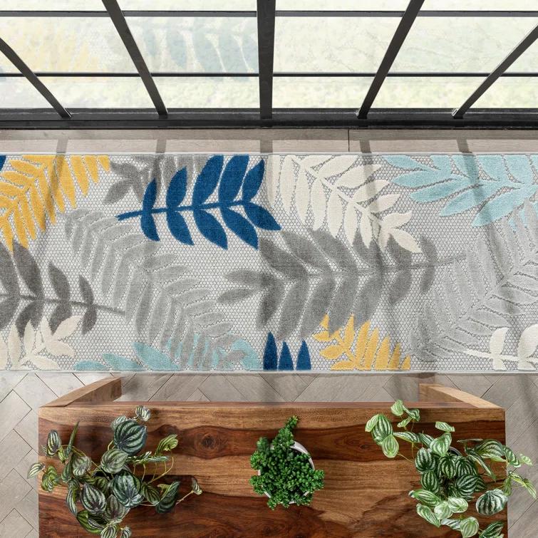 Dorado Mariah Floral Gray Indoor/Outdoor Hi-Lo Area Rug