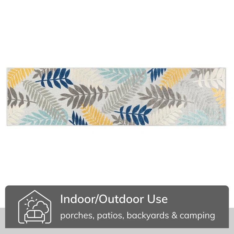 Dorado Mariah Floral Gray Indoor/Outdoor Hi-Lo Area Rug