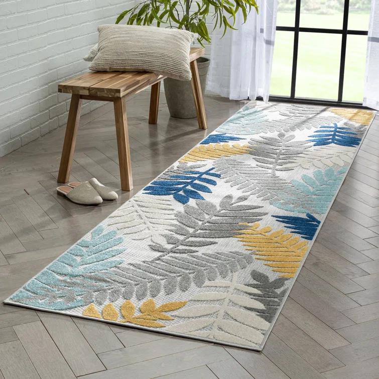 Dorado Mariah Floral Gray Indoor/Outdoor Hi-Lo Area Rug