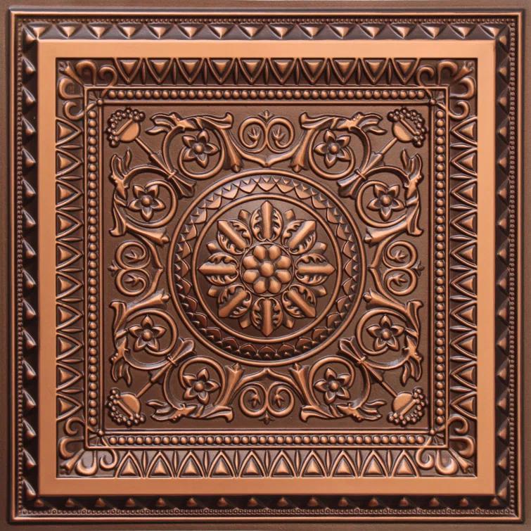 Marseille 24'' W Textured PVC Drop-In Ceiling Tile In Antique Gold