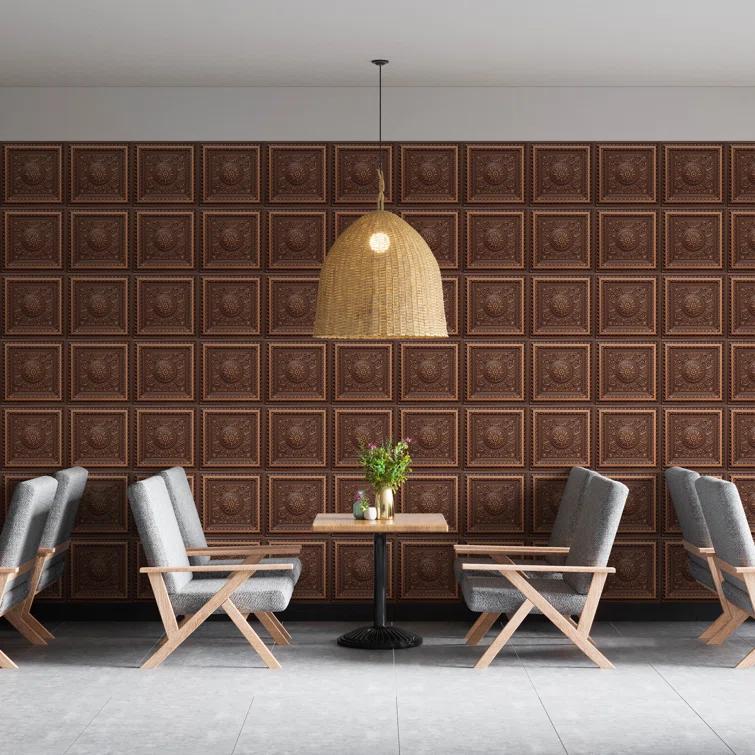 Marseille 24'' W Textured PVC Drop-In Ceiling Tile In Antique Gold