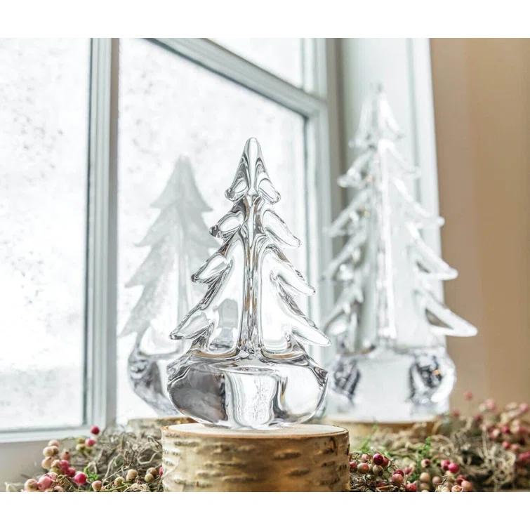 6 Inch Clear Glass Evergreen Tree Figurine