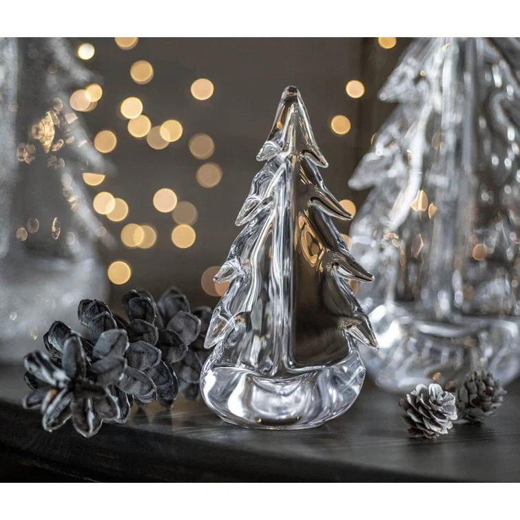 6 Inch Clear Glass Evergreen Tree Figurine
