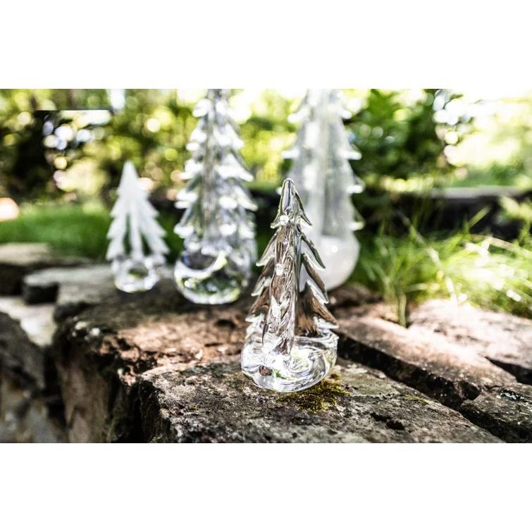 6 Inch Clear Glass Evergreen Tree Figurine