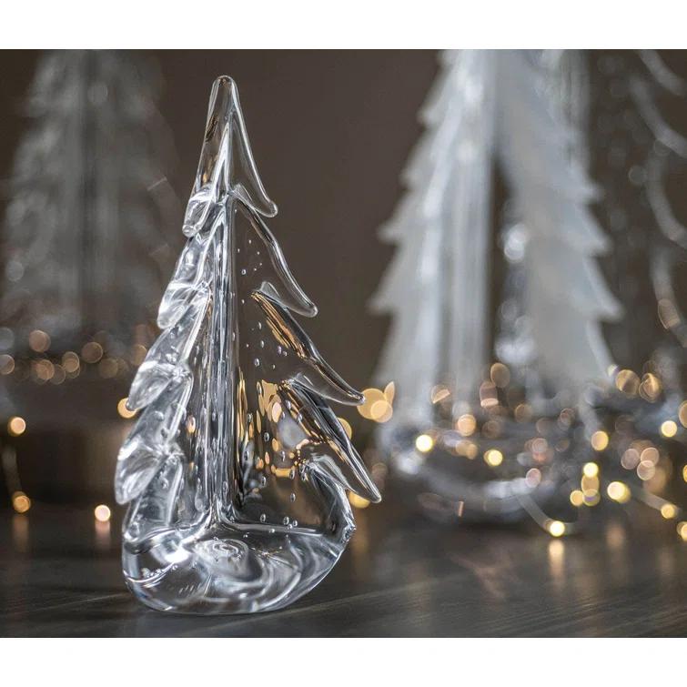 6 Inch Clear Glass Evergreen Tree Figurine