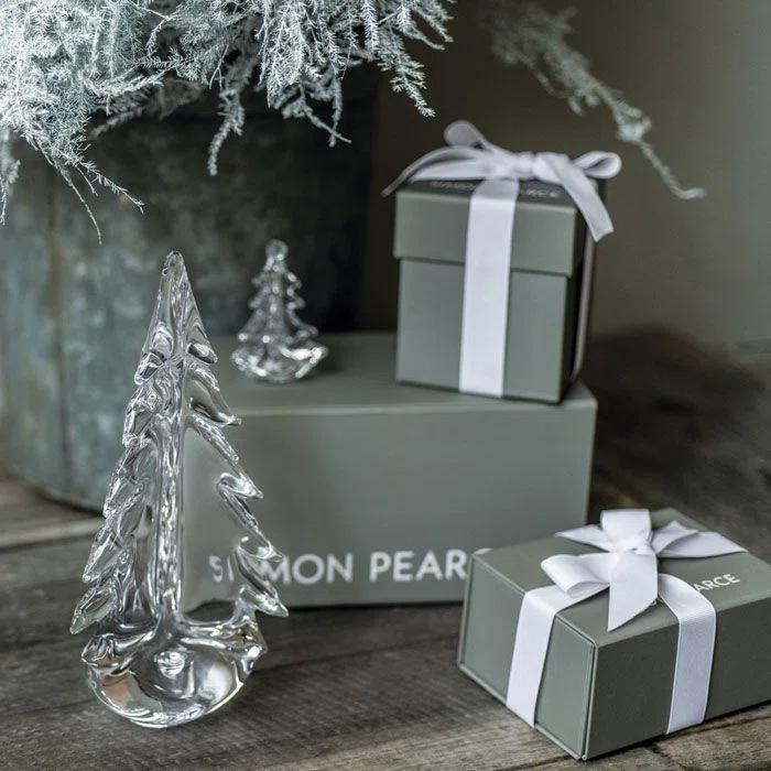 Luminous Hand-Blown Glass Evergreen Figurine - 10"