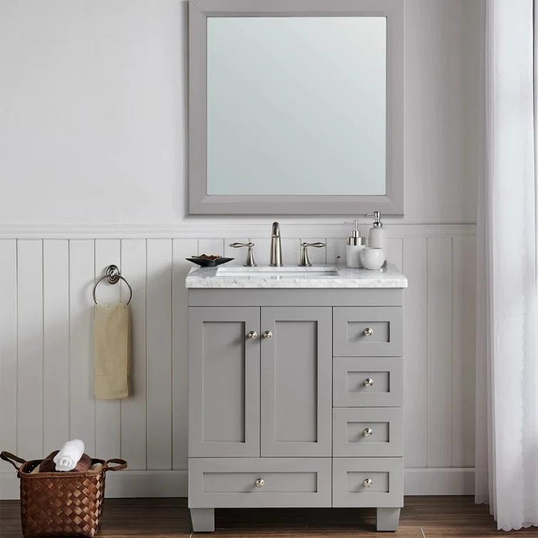 Hartford 20" Traditional Rectangular Wood Framed Bathroom Vanity Mirror