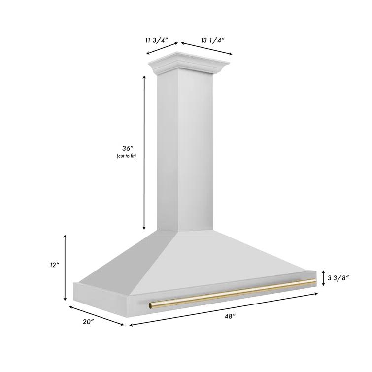 ZLINE ZLINE 48 in. Autograph Edition Convertible Stainless Steel Range Hood W/ Stainless Steel Shell & Champagne Bronze Accents (KB4STZ-48-CB) KB4STZ-48-G