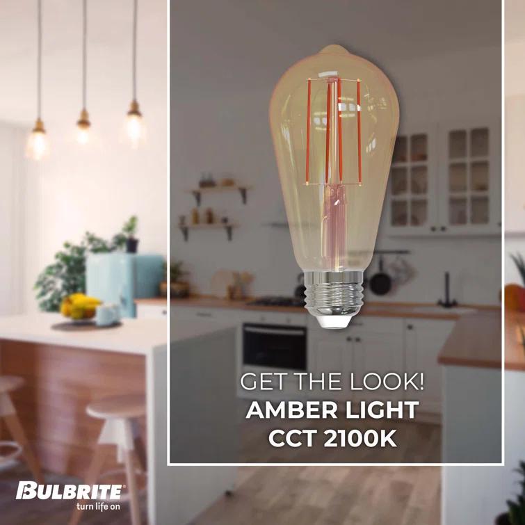Bulbrite Industries 861410 60 Watt Equivalent, ST18 LED, Antique Dimmable Light Bulb, (2200K) E26/Medium (Standard) Base (Set of 2)