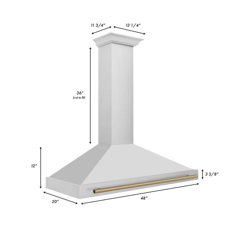 ZLINE 48 in. Autograph Edition Convertible Stainless Steel Range Hood W/ Stainless Steel Shell & Champagne Bronze Accents (KB4STZ-48-CB)