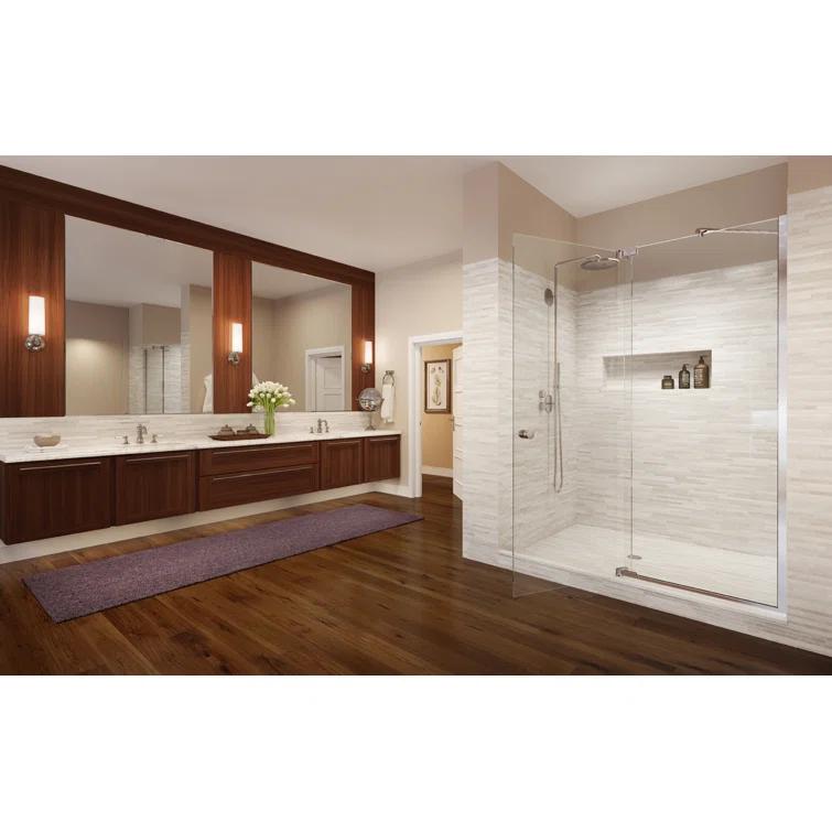 Cantour 36 in. x 76 in. Semi-Frameless Pivot Shower Door in Oil Rubbed Bronze with Handle