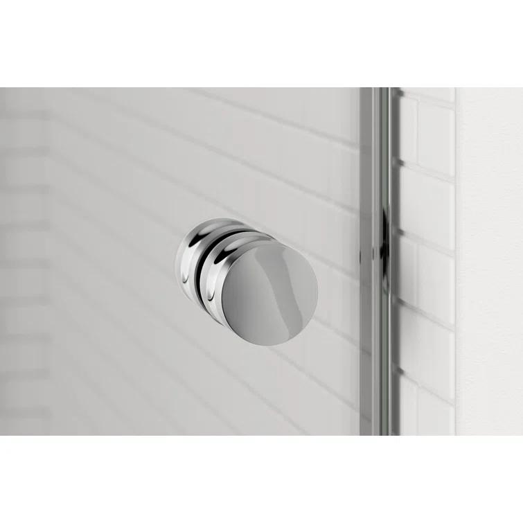 Cantour 36 in. x 76 in. Semi-Frameless Pivot Shower Door in Oil Rubbed Bronze with Handle