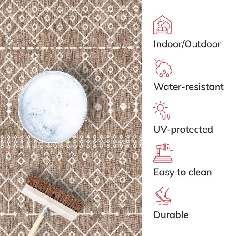 Marshanna Nord Trellis Brown/Taupe Indoor/Outdoor Flat-Weave Area Rug