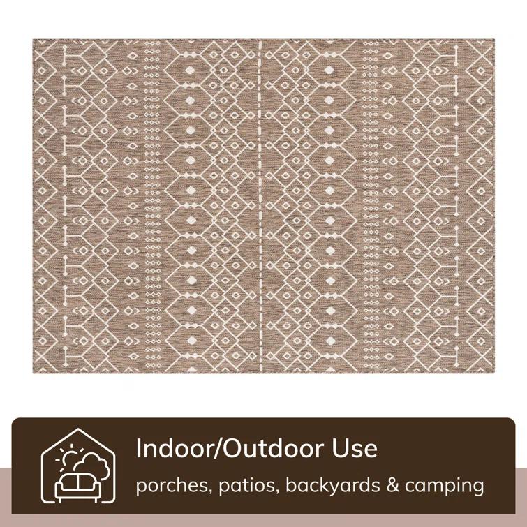 Marshanna Nord Trellis Brown/Taupe Indoor/Outdoor Flat-Weave Area Rug