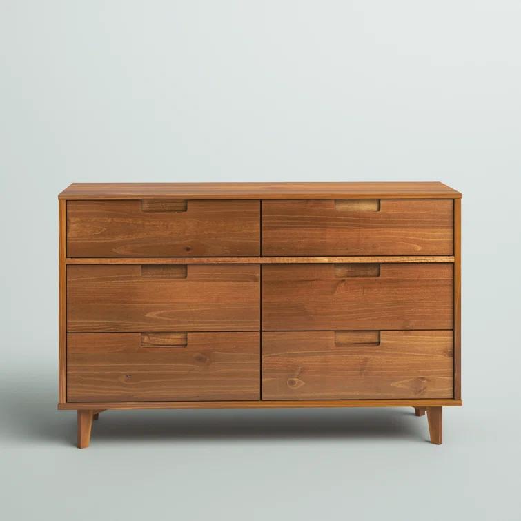 Yarber 6 Drawer Solid Wood Double Dresser