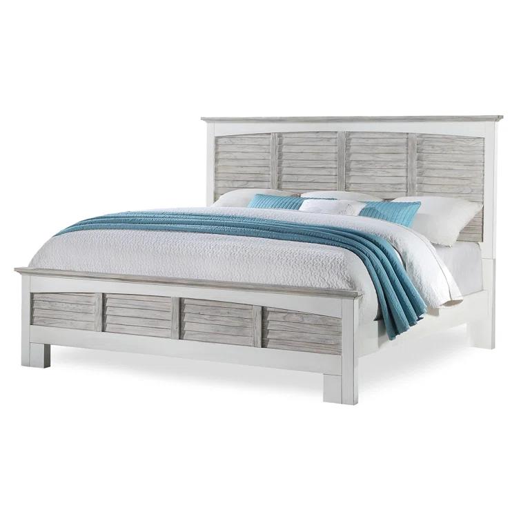 Charteris Solid Wood White Brown/Grey Panel Headboard