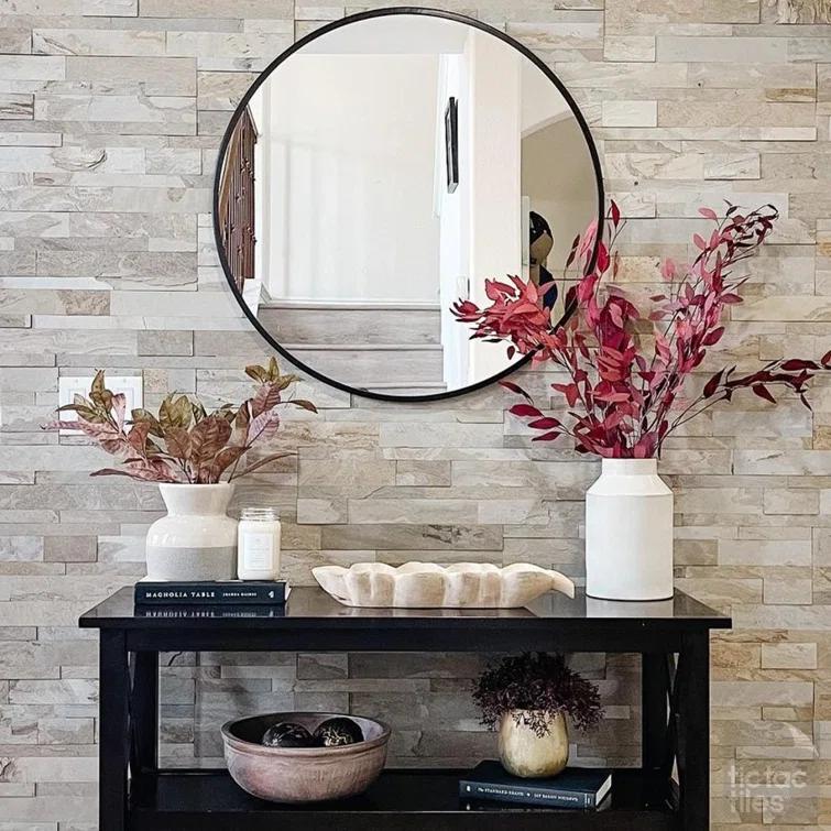 5.9'' W x 23.6'' L Natural Stone Peel and Stick Mosaic Tile