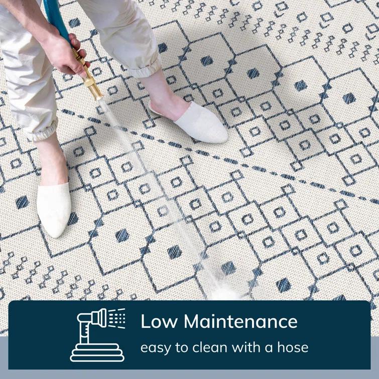 Marshanna Nord Trellis Light Blue Indoor/Outdoor Flat-Weave Area Rug