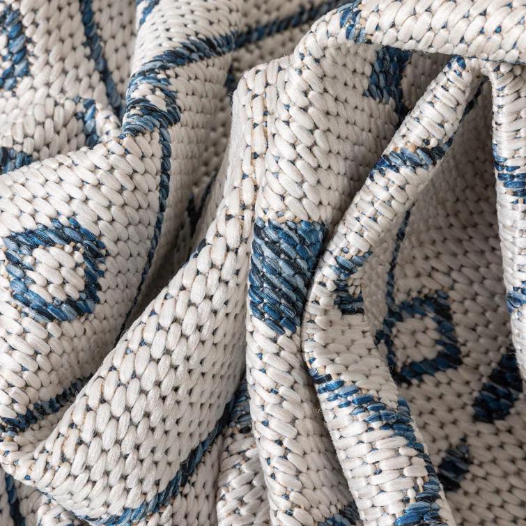 Marshanna Nord Trellis Light Blue Indoor/Outdoor Flat-Weave Area Rug