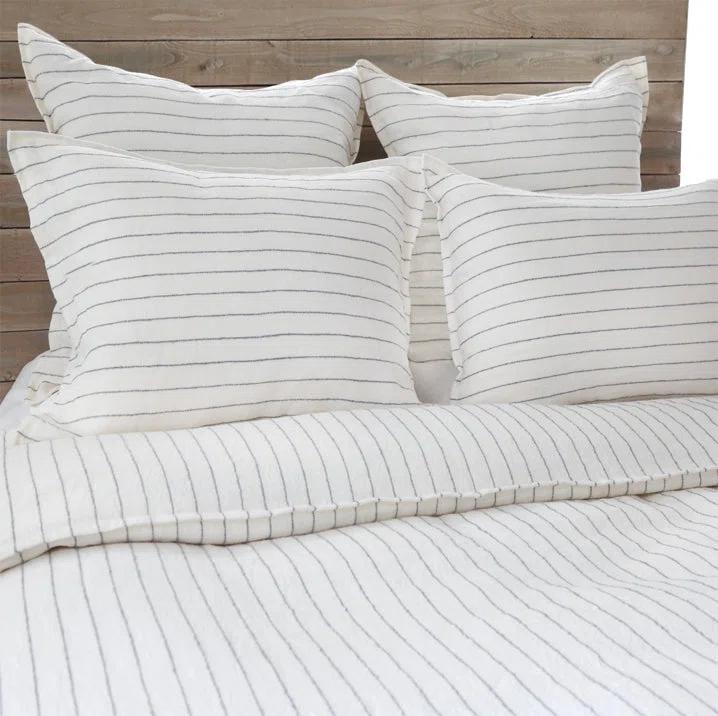 Blake Linen Duvet by Pom Pom at Home - Cream and Gray / Queen