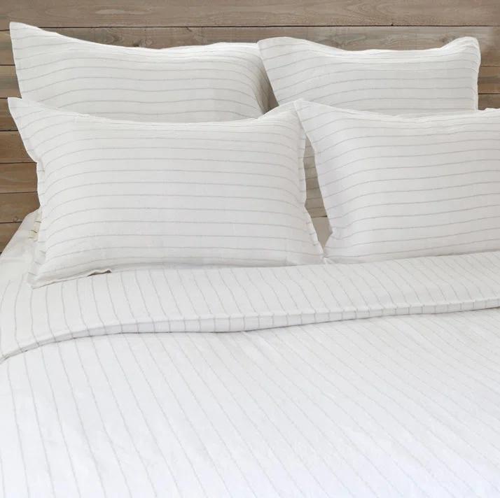 Blake Linen Duvet by Pom Pom at Home - White and Ocean / Queen
