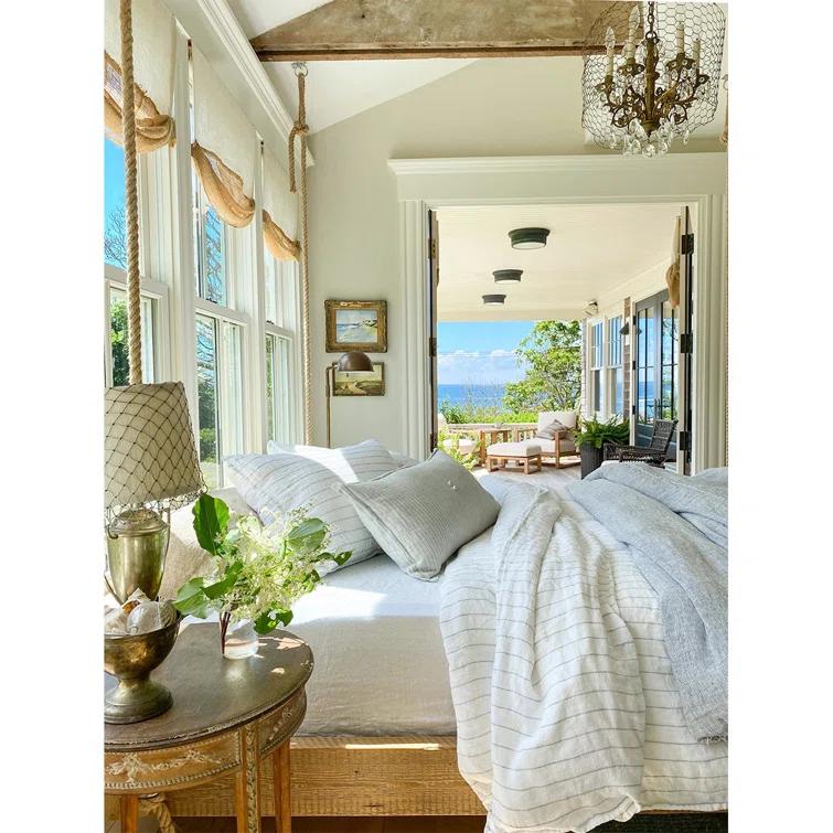 Logan Linen Duvet by Pom Pom at Home - Navy / King