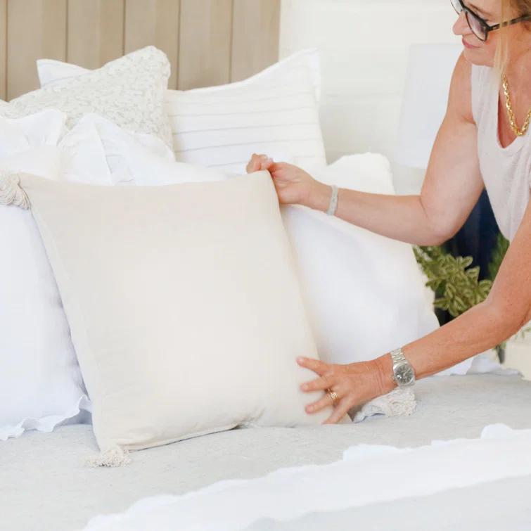Bianca Velvet Pillow by Pom Pom at Home - Light Gray / Square