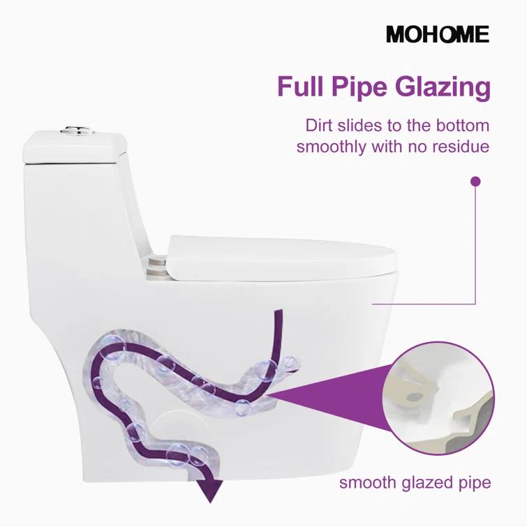 Greta Tornado Powerful Flush One-Piece Toilet, 1.28 GPF Elongated Floor Mounted