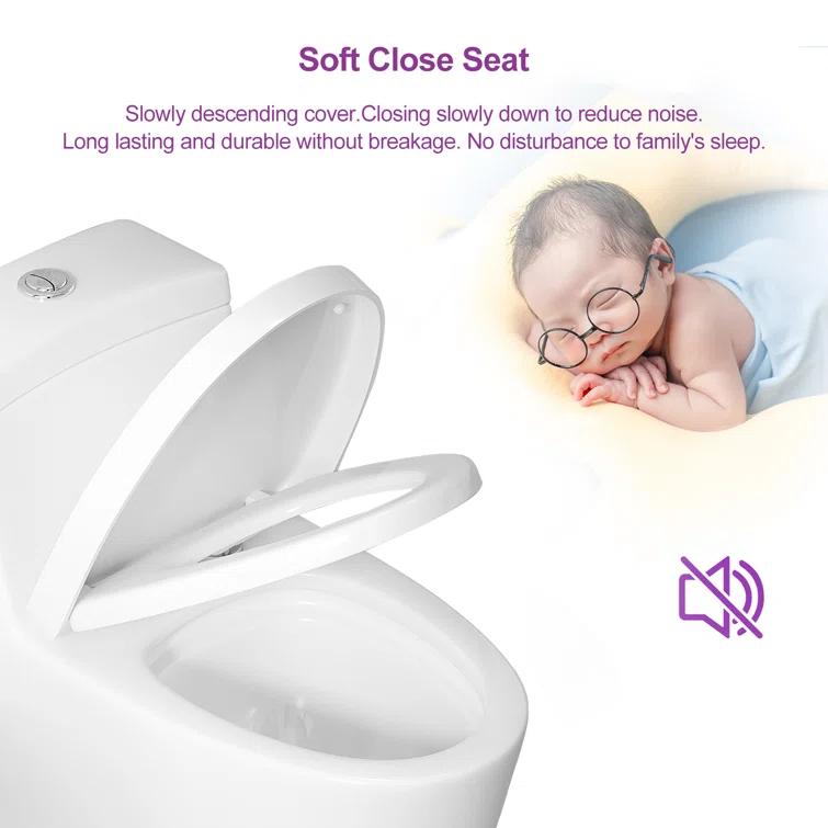 Greta Tornado Powerful Flush One-Piece Toilet, 1.28 GPF Elongated Floor Mounted