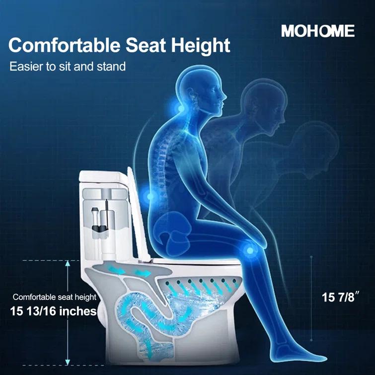 Greta Tornado Powerful Flush One-Piece Toilet, 1.28 GPF Elongated Floor Mounted