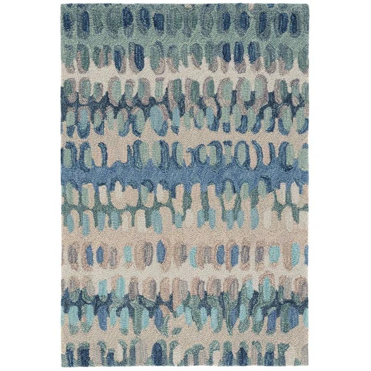 Paint Chip Abstract Hand Wool Indigo/Denim/Beige Area Rug