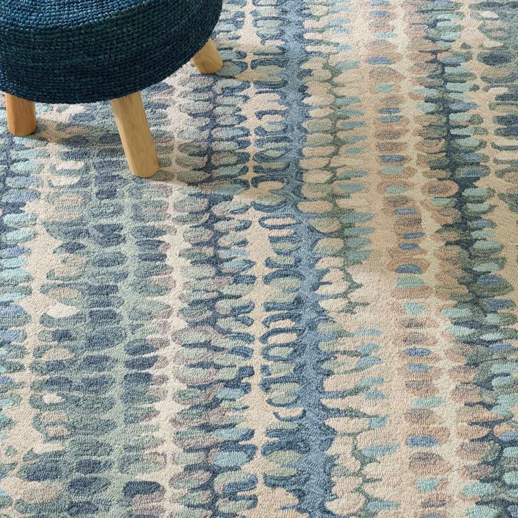 Paint Chip Abstract Hand Wool Indigo/Denim/Beige Area Rug
