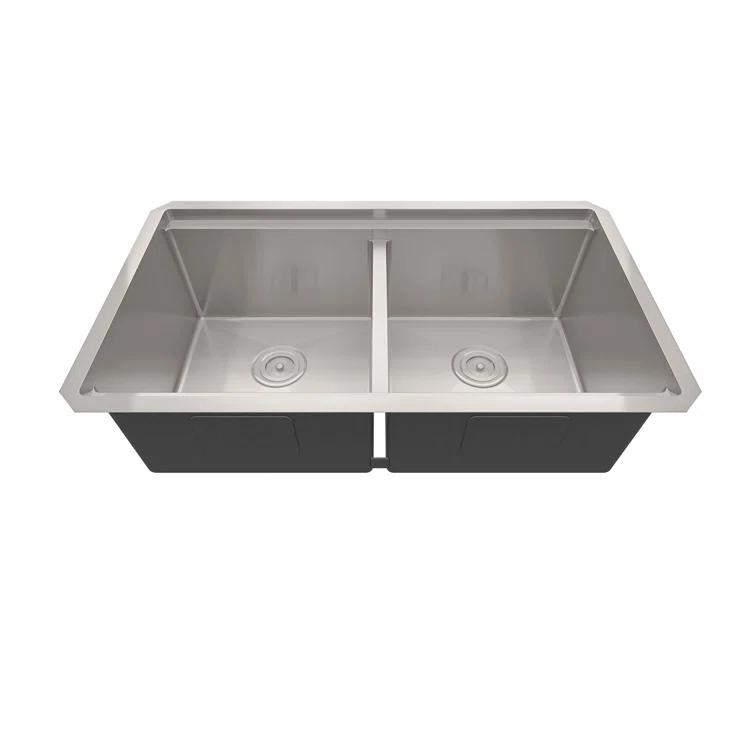 Sinber 33" Undermount Double Bowl Workstation Kitchen Sink with 304 Stainless Steel