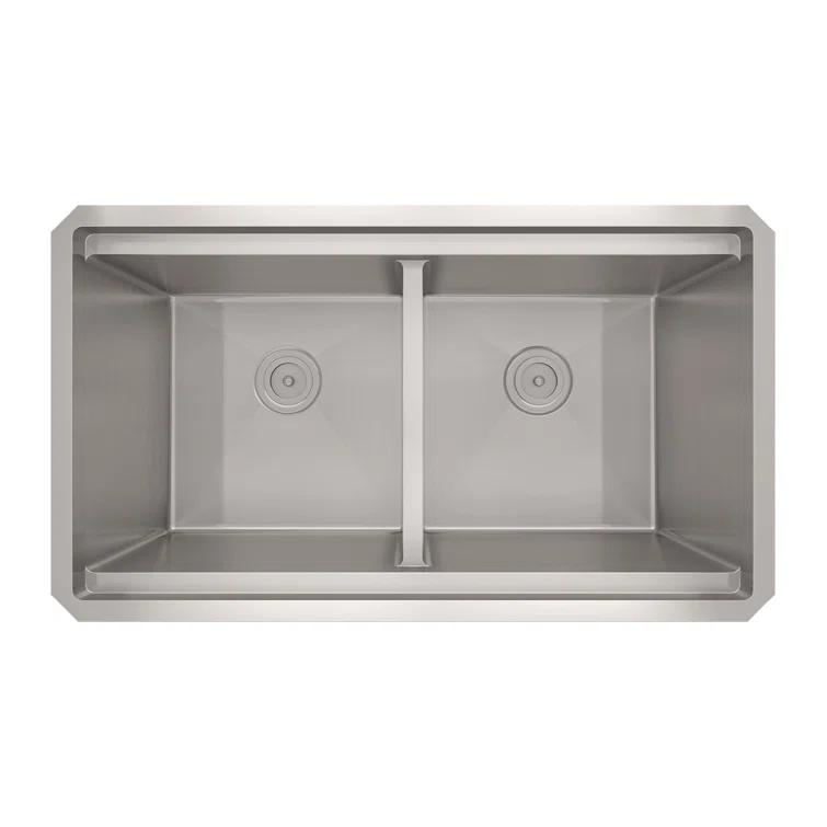 Sinber 33" Undermount Double Bowl Workstation Kitchen Sink with 304 Stainless Steel