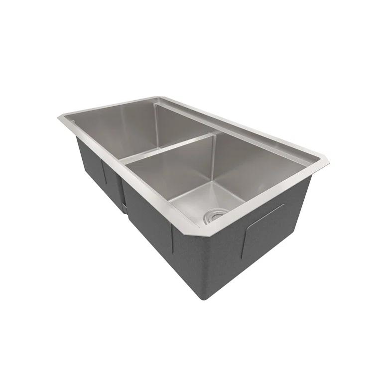 Sinber 33" Undermount Double Bowl Workstation Kitchen Sink with 304 Stainless Steel