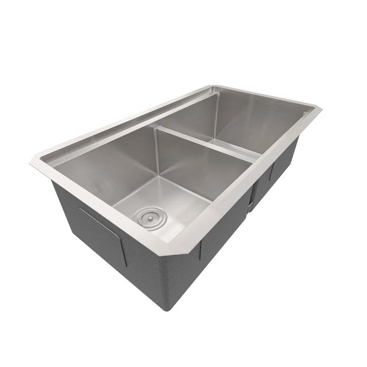 Sinber 33" Undermount Double Bowl Workstation Kitchen Sink with 304 Stainless Steel