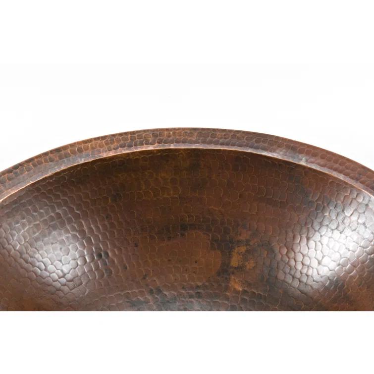 17" Oval Under Counter Hammered Copper Bathroom Sink