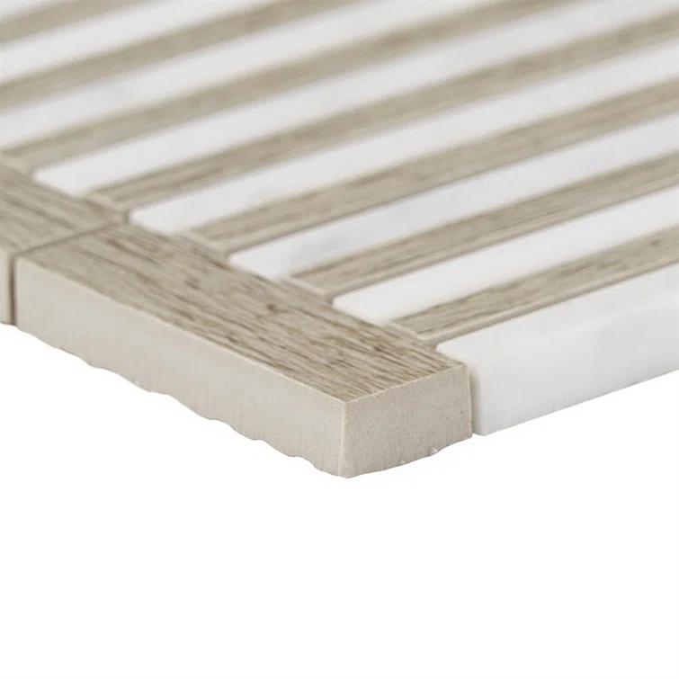 Florey Linear 7.87 in. x 8.31 in. Polished Marble Floor and Wall Mosaic Tile