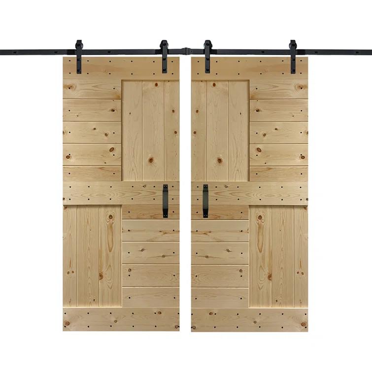 84'' Solid Wood Paneled with Installation Hardware Kit Barn Door
