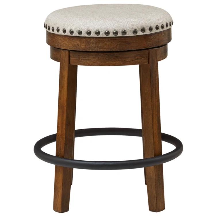 Gracie Oaks Marlar Swivel Upholstered Counter Stool with Solid Wood Frame