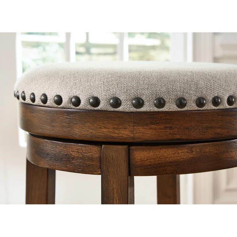 Gracie Oaks Marlar Swivel Upholstered Counter Stool with Solid Wood Frame