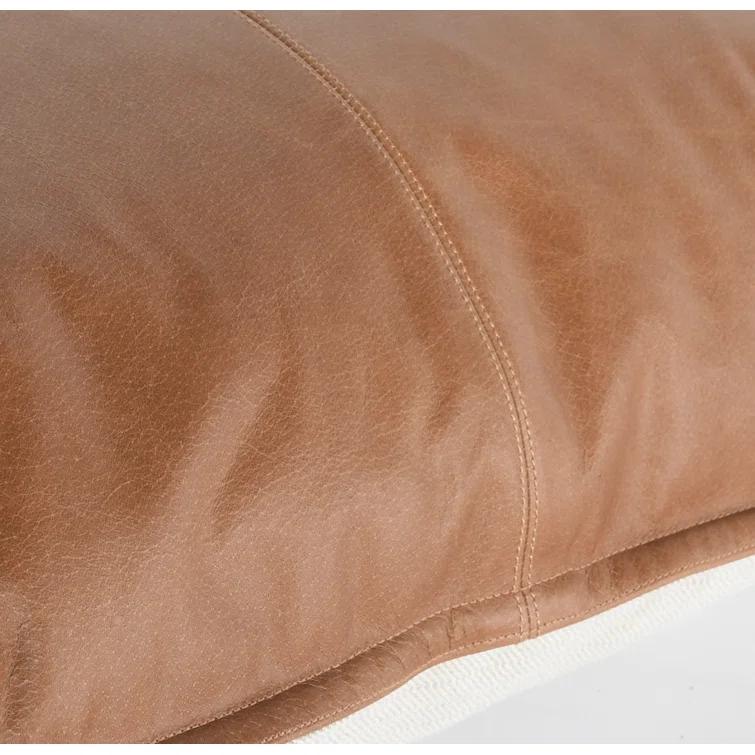 ZeaZu 22" X 22" Taupe Leather Zippered Pillow